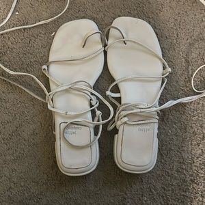 Jeffrey Campbell white lace up sandals